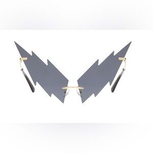 Rimless Lightning Bolt Sunglasses - Gray